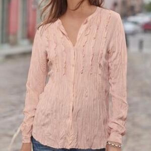 Sundance Sz XXS Vineyard Ruffle Long-Sleeve Button Front Blouse